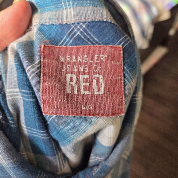 Wrangler Blue Plaid Men's Short Sleeve Shirt With Pearl Snap Buttons Siz… - Picture 4 of 4